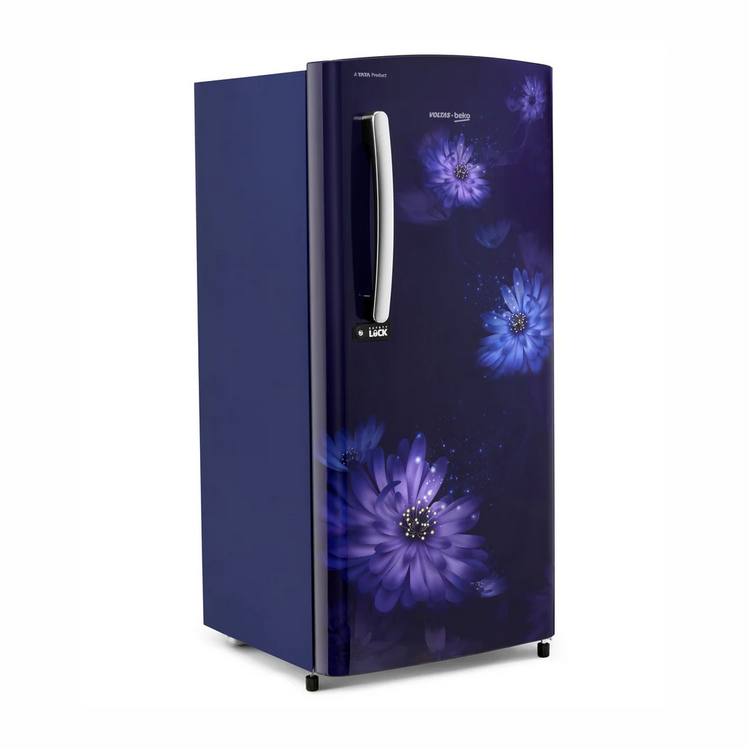 VOLTAS REFRIGERATOR: 185 Ltr, Beko 3 Star Dahlia Blue Floral || RDC220C/SODBE