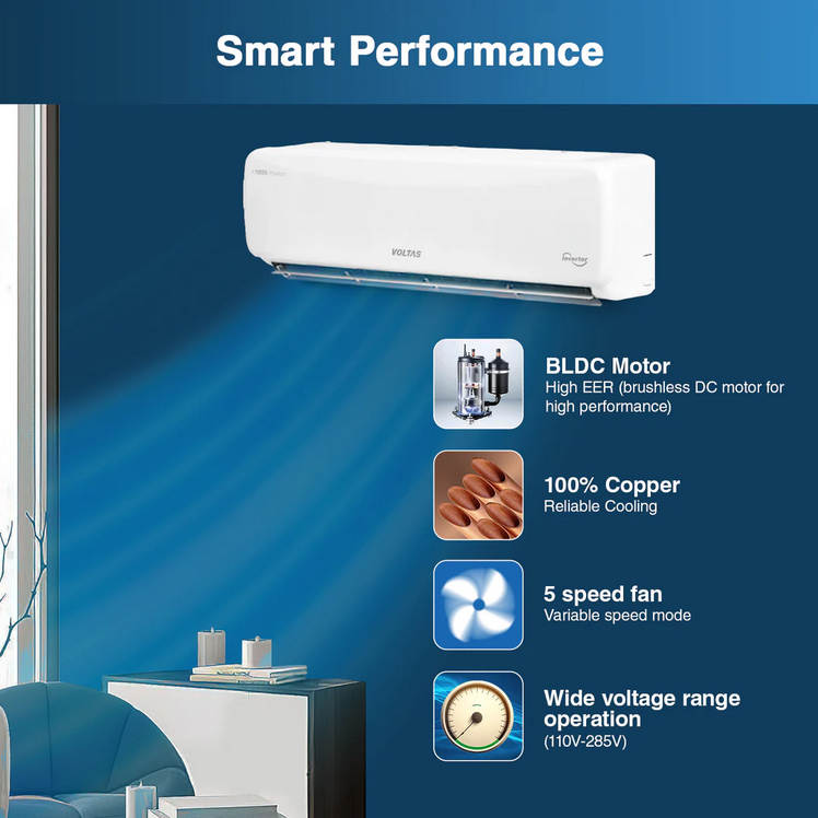 VOLTAS AC-1.5 Ton: , Split Inverter AC: 3 Star Plain|| 183V VECTRA PRIME