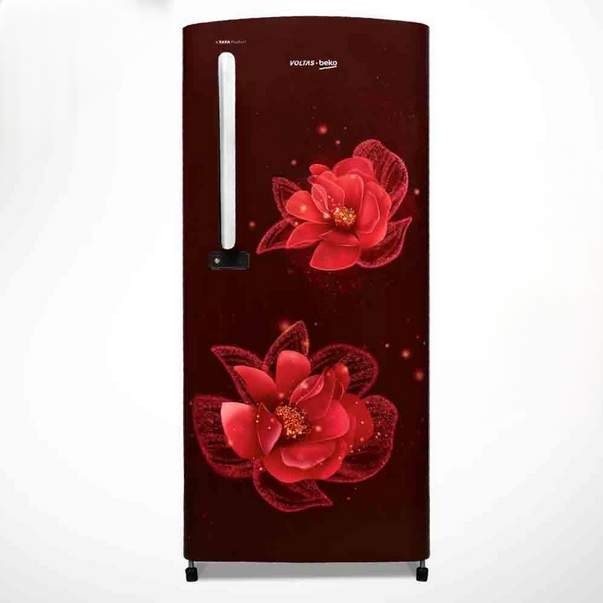 VOLTAS REFRIGERATOR: 185 Ltr, Beko 3 Star Red Floral || RDC220C/SOPFE