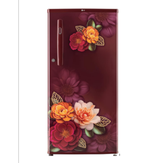 LG REFRIGERATOR-185 Ltr: ARKZEBN, Single Door Fridge: 3 Star Red Floral|| GL-B199ORKD