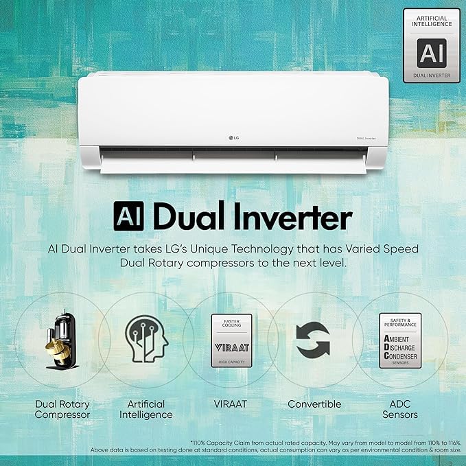 LG AC -1.5 Ton: Split Inverter AC: 3 Star Plain|| 1TXNQ18DNXE2