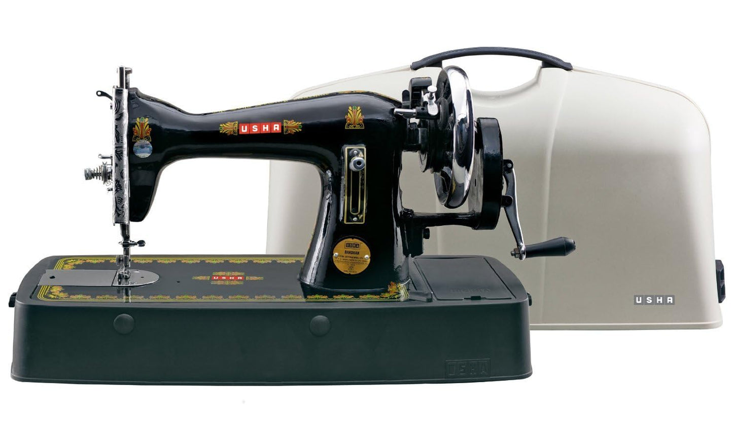 USHA SEWING MACHINE: Bandhan White: With Cover