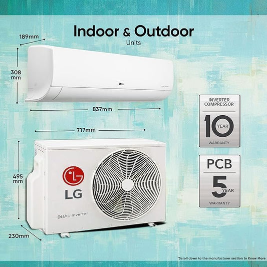 LG AC -1.5 Ton: Split Inverter AC: 3 Star Plain|| 1TXNQ18DNXE2