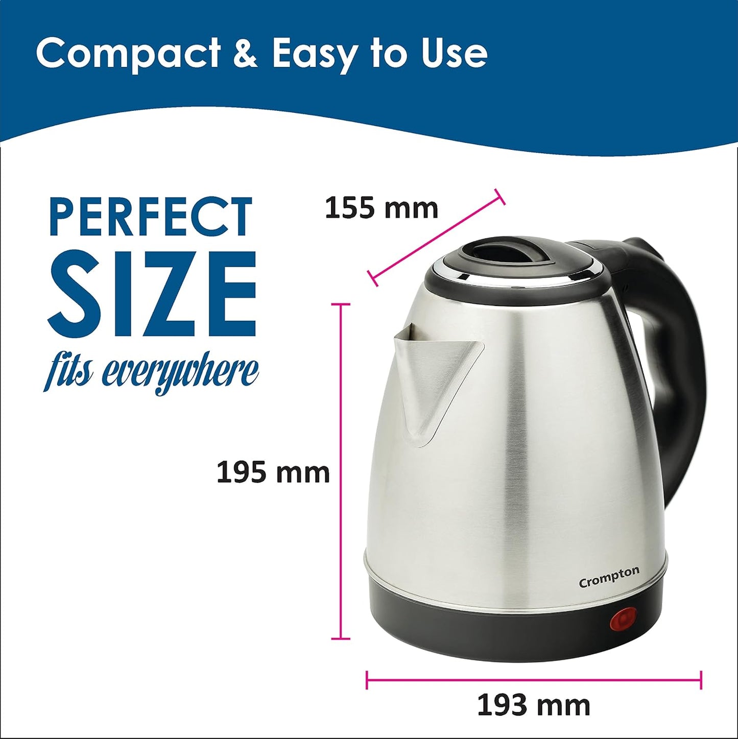 CROMPTON KETTLE: Electric Kettle 1.5 L || ACGEK-INSTADELT1.5