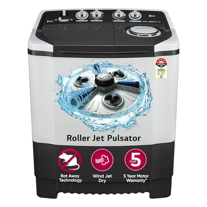 LG WASHING MACHINE-7.5 Kg: , Semi Automatic WM: Dark Grey Plain|| P7510RGAZ