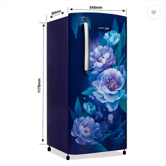 VOLTAS-REFRIGERATOR:-175-Ltr,-Beko-1-Star-Peony-Blue-Floral-||-RDC208E/SOPBE