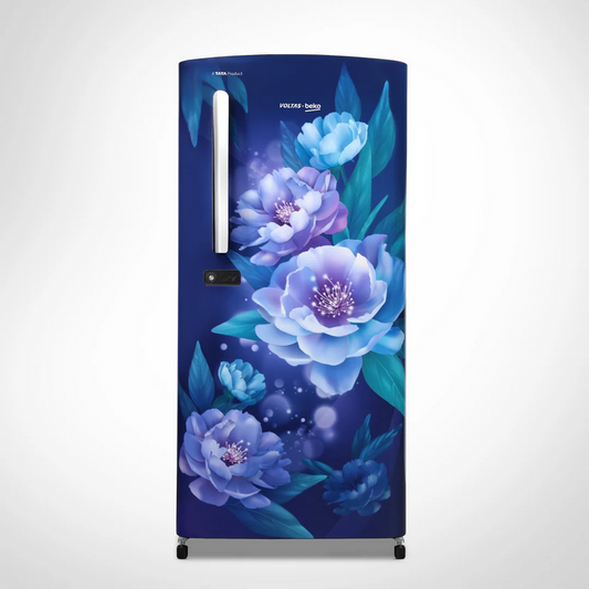 VOLTAS REFRIGERATOR: 175 Ltr, Beko 2 Star Peony Blue Floral || RDC208D/SOPBE