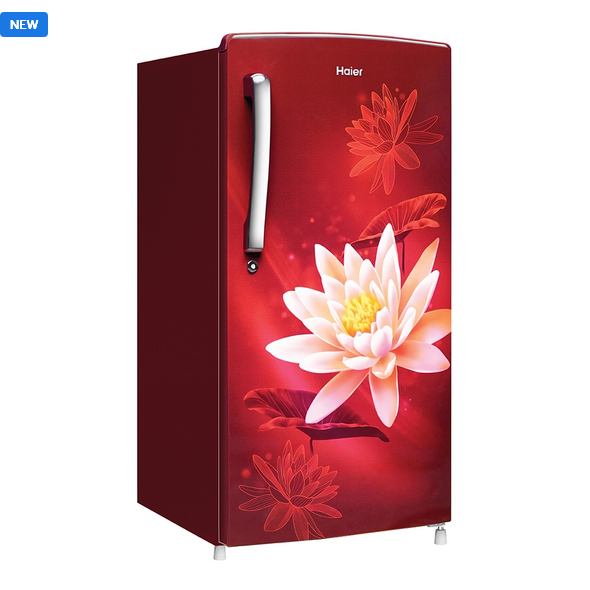 HAIER REFRIGERATOR-185 Ltr: , Single Door Fridge: 2 Star Lotus Red Floral|| HRD1962 CBL-N/CRL-N